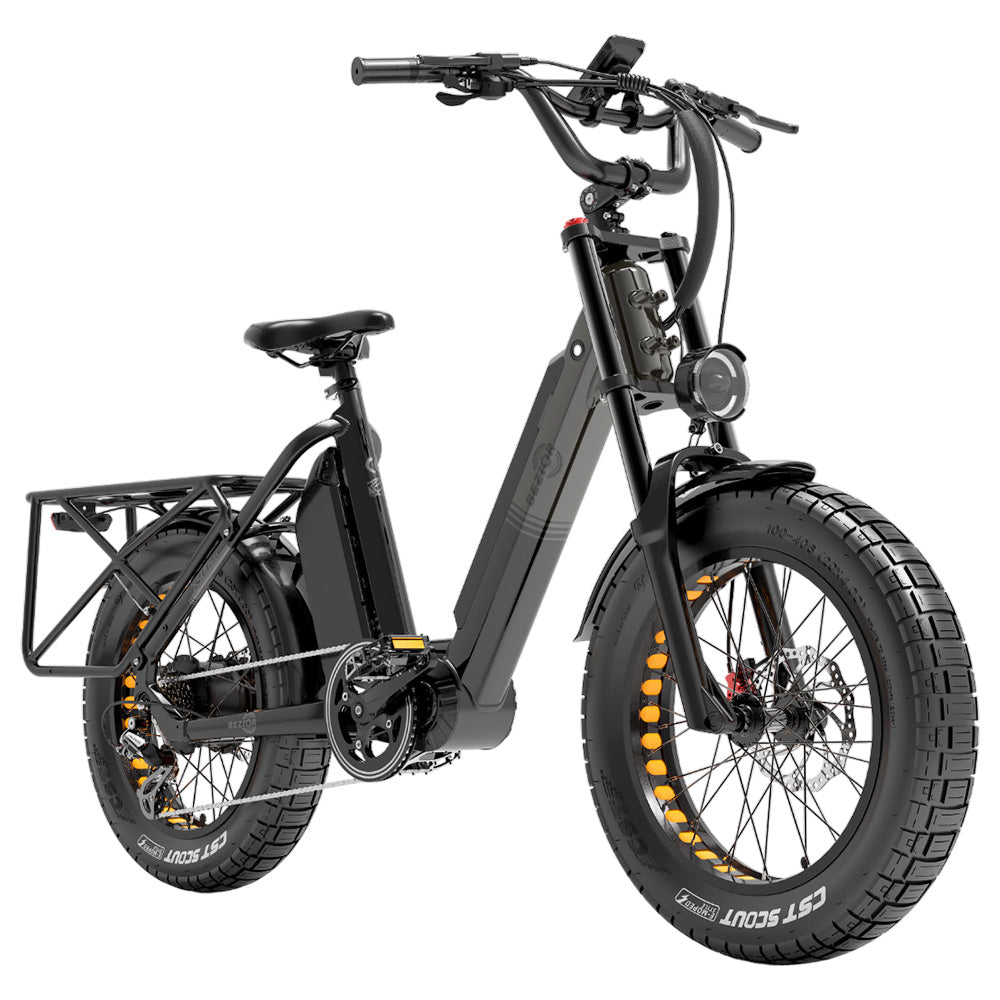Bezior X500 Max Electric Cargo Bike, 750W Bafang Motor, SAMSUNG 48V 37.5Ah Removable Battery, 20*4.0 Inch Fat Tire, 48km/h Max Speed up to 220km Range, Front Spring Fork Hydraulic Disc Brakes Shimano 7-Speed with 60cm*20cm Large Heavy-duty Shelf
