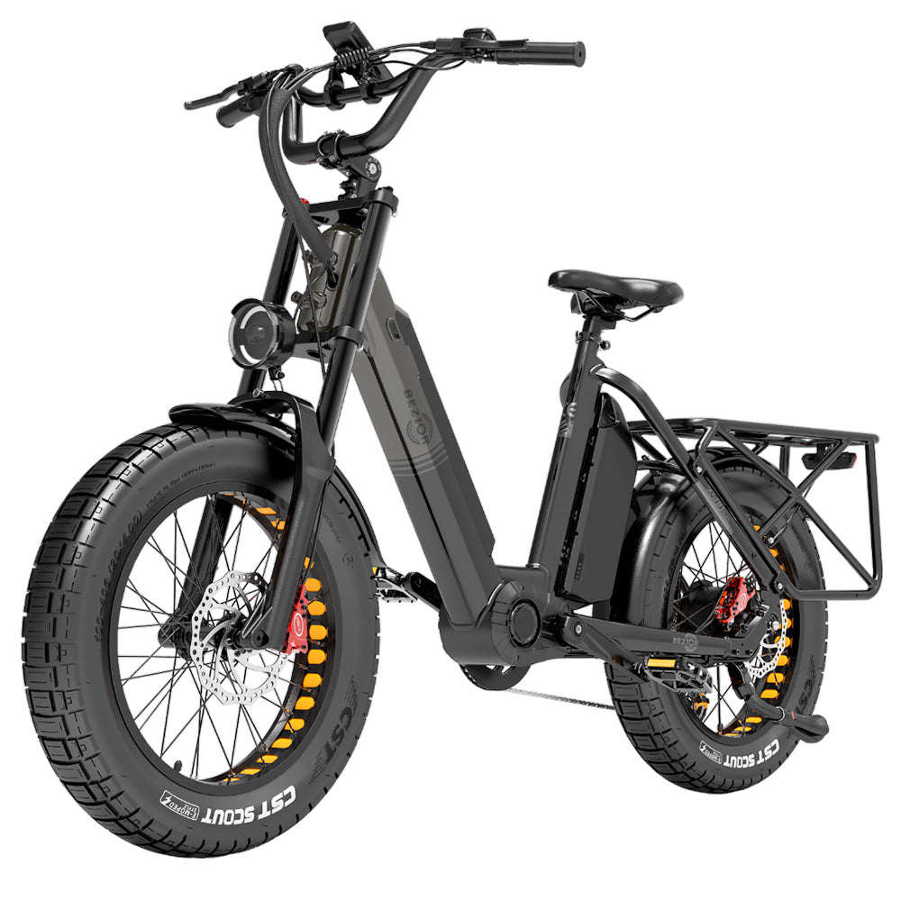 Bezior X500 Max Electric Cargo Bike, 750W Bafang Motor, SAMSUNG 48V 37.5Ah Removable Battery, 20*4.0 Inch Fat Tire, 48km/h Max Speed up to 220km Range, Front Spring Fork Hydraulic Disc Brakes Shimano 7-Speed with 60cm*20cm Large Heavy-duty Shelf
