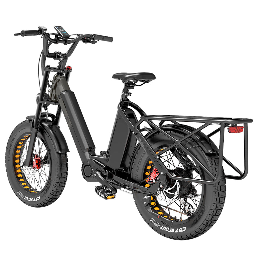 Bezior X500 Max Electric Cargo Bike, 750W Bafang Motor, SAMSUNG 48V 37.5Ah Removable Battery, 20*4.0 Inch Fat Tire, 48km/h Max Speed up to 220km Range, Front Spring Fork Hydraulic Disc Brakes Shimano 7-Speed with 60cm*20cm Large Heavy-duty Shelf