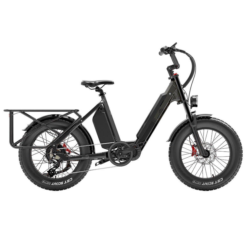 Bezior X500 Max Electric Cargo Bike, 750W Bafang Motor, SAMSUNG 48V 37.5Ah Removable Battery, 20*4.0 Inch Fat Tire, 48km/h Max Speed up to 220km Range, Front Spring Fork Hydraulic Disc Brakes Shimano 7-Speed with 60cm*20cm Large Heavy-duty Shelf