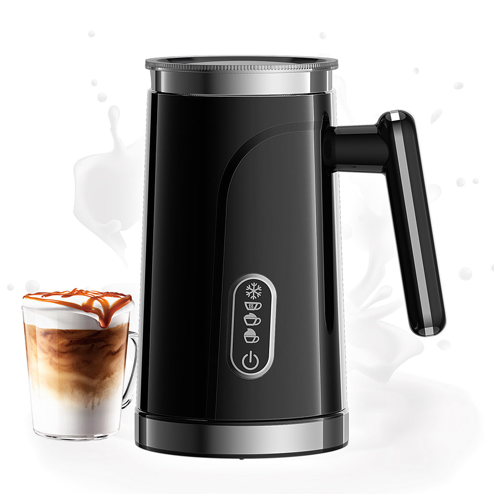 BioloMix BMF101 4 in 1 Electric Milk Frother and Warmer, Automatic Hot and Cold, for Latte, Foam Maker, Hot Chocolates, Cappuccino - Black