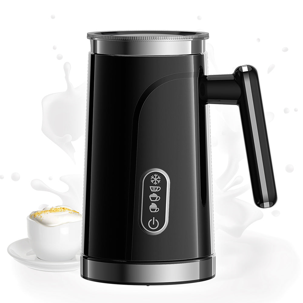 BioloMix BMF101 4 in 1 Electric Milk Frother and Warmer, Automatic Hot and Cold, for Latte, Foam Maker, Hot Chocolates, Cappuccino - Black