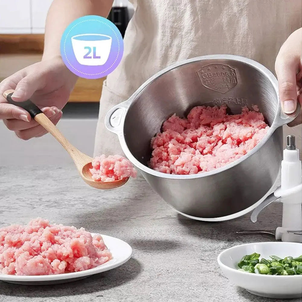 BioloMix CP615 Electric Meat Grinder Chopper, Low/High 2 Speeds, 500W Motor, 2L Large Capacity
