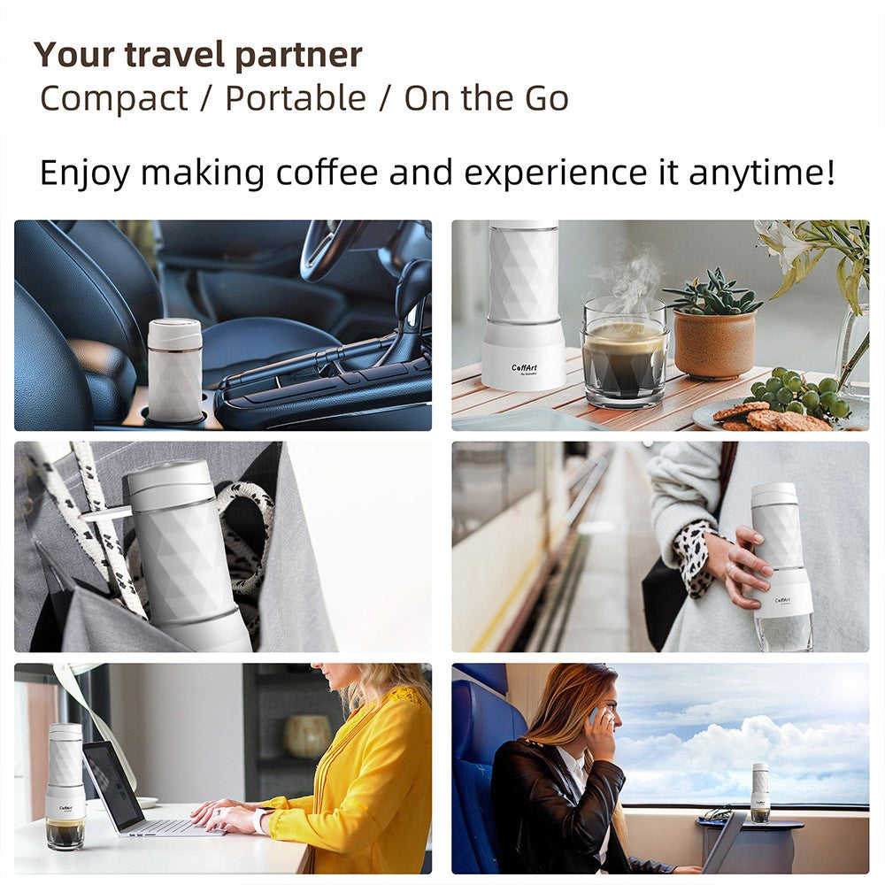 BioloMix HS8439 Portable Coffee Maker, 13-18Bar Pressure Hand Press Capsule Ground Coffee Brewer, 80ml Water Container, for Travel and Picnic - Black