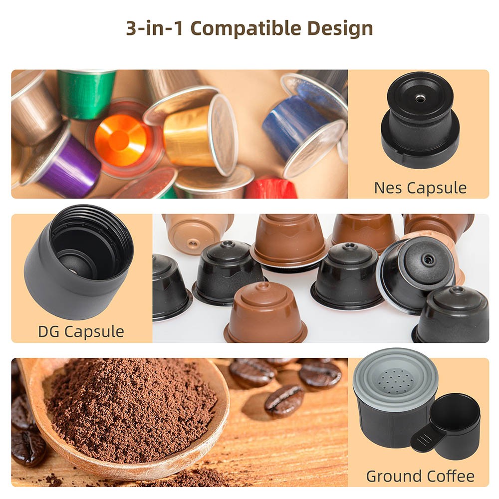 BioloMix HS8439 Portable Coffee Maker, 13-18Bar Pressure Hand Press Capsule Ground Coffee Brewer, 80ml Water Container, for Travel and Picnic - Black