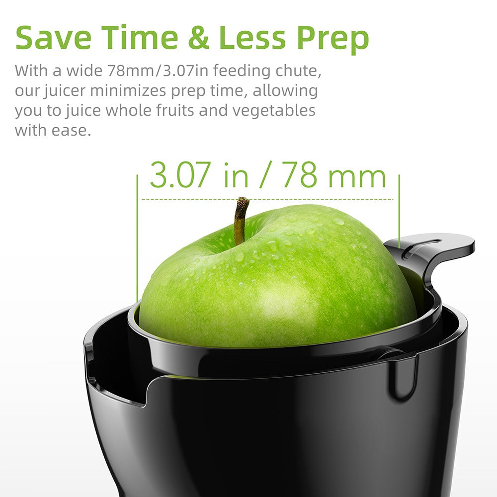 BioloMix SJ-017 Cold Press Juicer, with 78mm/3.07in Feed Chute, 200W 40-65RPM Powerful Motor, Low Noise Slow Masticating Juice Machine