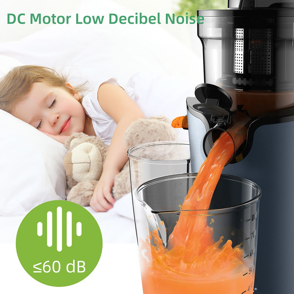 BioloMix SJ-017 Cold Press Juicer, with 78mm/3.07in Feed Chute, 200W 40-65RPM Powerful Motor, Low Noise Slow Masticating Juice Machine