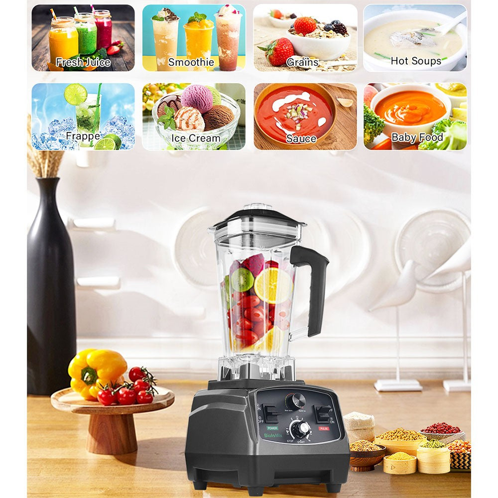 BioloMix T5200 3HP 2200W Timer Blender, Fruit Food Mixer Juicer, 2L Capacity, BPA Free