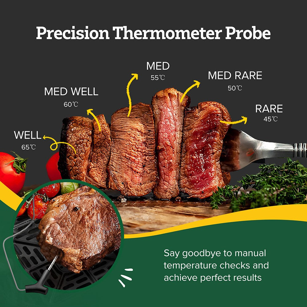 CHEFREE AF500 1700W 6.5L Air Fryer, with Smart Probe Thermometer, 8-in-1 Cooking Modes, Rapid 230℃ Heating, Shake Reminder - Black