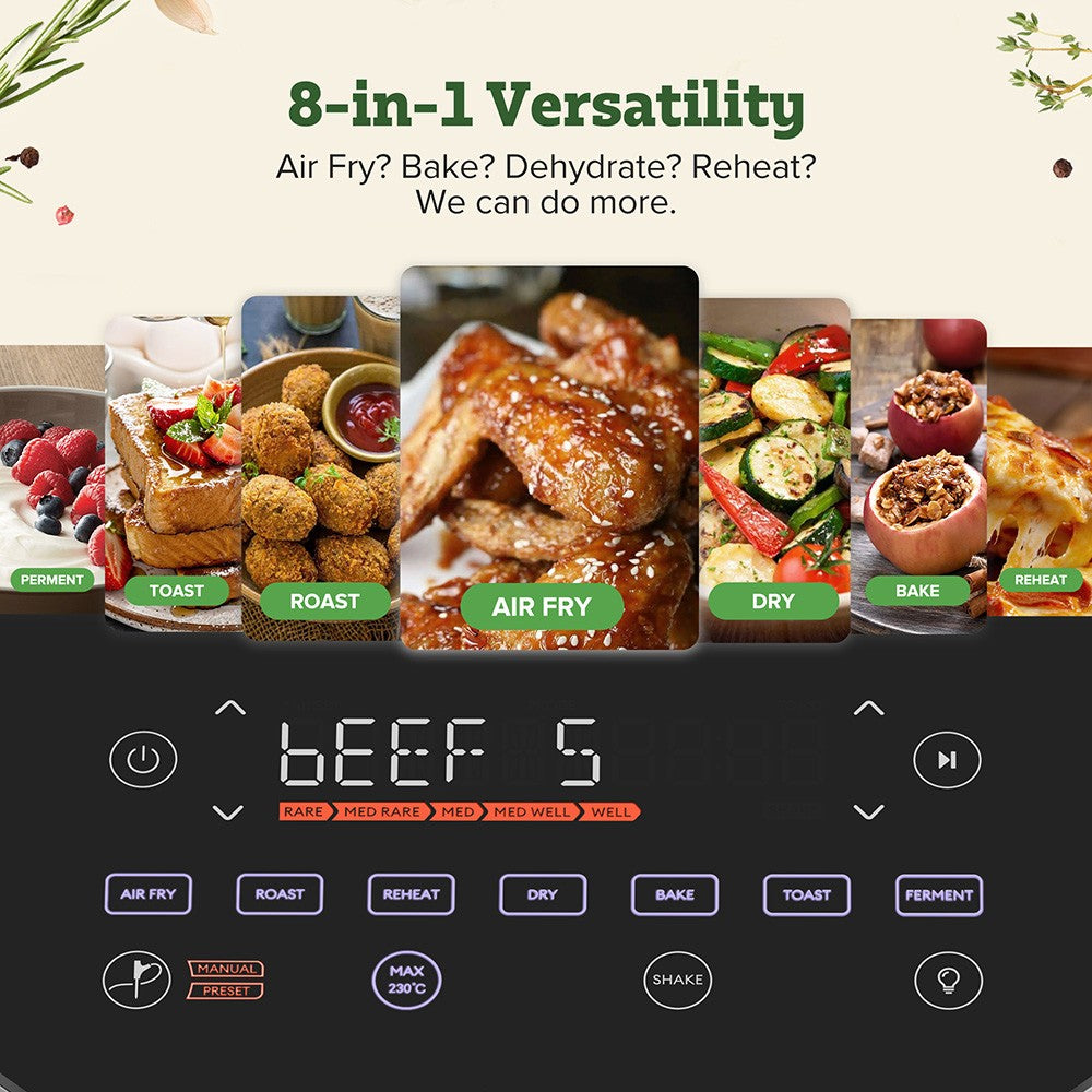 CHEFREE AF500 1700W 6.5L Air Fryer, with Smart Probe Thermometer, 8-in-1 Cooking Modes, Rapid 230℃ Heating, Shake Reminder - Black