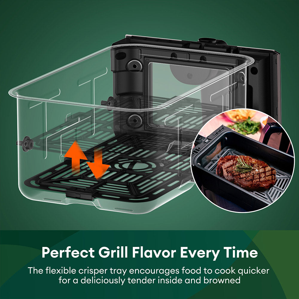 CHEFREE AFW20 Dual Air Fryer, with Viewing Window, 8L Family Sized, Nonstick, 8-in-1 Smart Programmes, Dishwasher Safe, Roast, Grill, Bake & Dehydrate