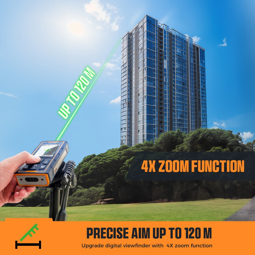 CIGMAN CD-120G Laser Measurement Tool with 4X Camera, P2P Technology, IP68, 2.4inch IPS Display
