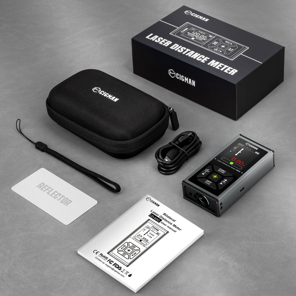 CIGMAN CD-60G 393ft/120M Bilateral Green Laser Measure, with Ft/in/M Multiple Units, Rechargeable 850mAh Battery