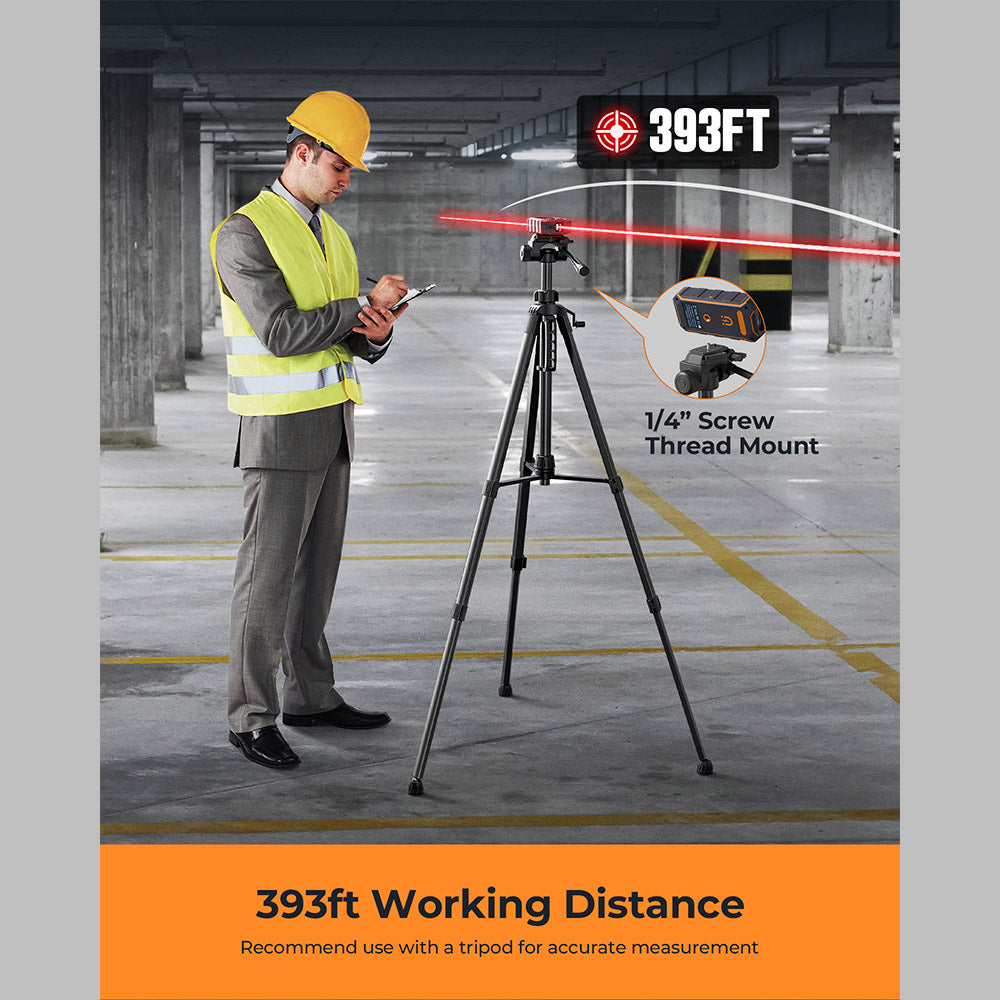 CIGMAN CD-60R 393Ft/120M Bilateral Red Laser Measure, LCD Display, with 6 Units Ft/in/M, Angle Sensor, Multiple Measure Mode, Magnetic Back