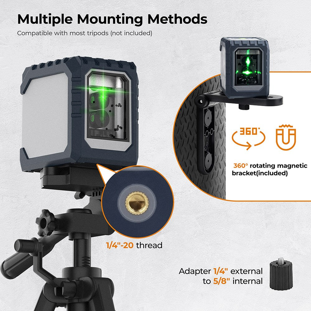 CIGMAN CM-G02 2 Lines Laser Level, Self-Leveling, Rechargeable 1000mAh Li-ion Battery