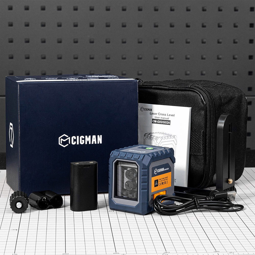 CIGMAN CM-G02 2 Lines Laser Level, Self-Leveling, Rechargeable 1000mAh Li-ion Battery
