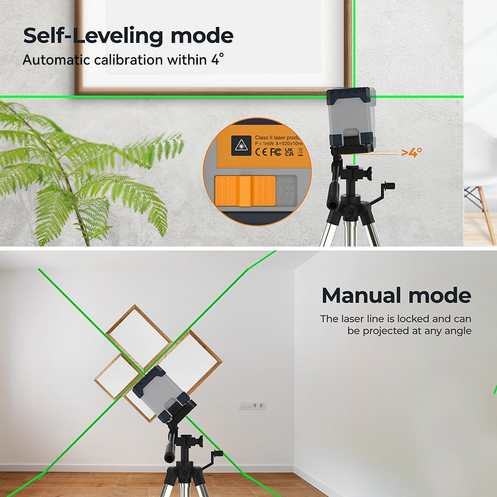 CIGMAN CM-G02 2 Lines Laser Level, Self-Leveling, Rechargeable 1000mAh Li-ion Battery