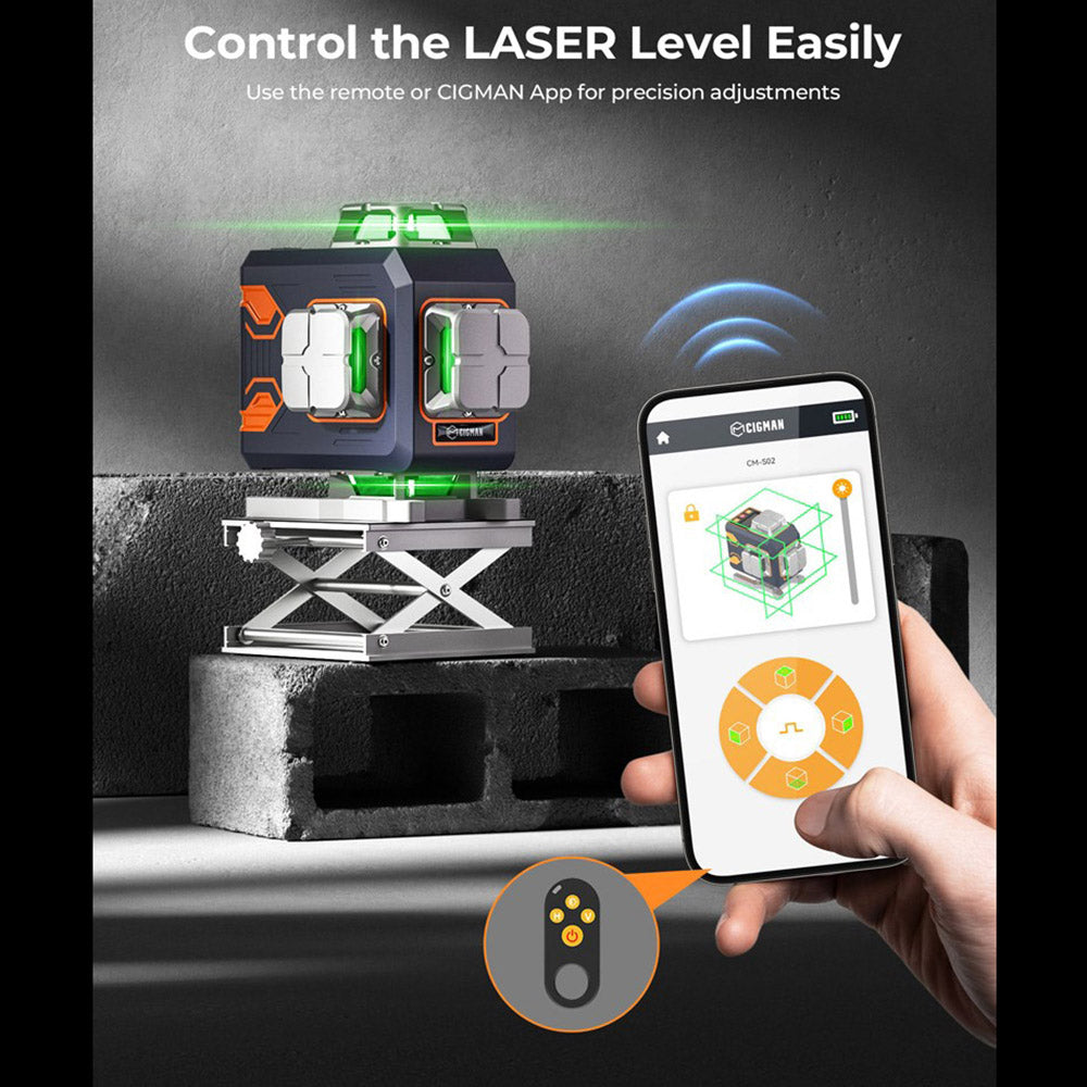 CIGMAN CM-S02 4x360° 16 Lines Laser Level, APP Control, LCD Screen, 40H Ultra Running Time