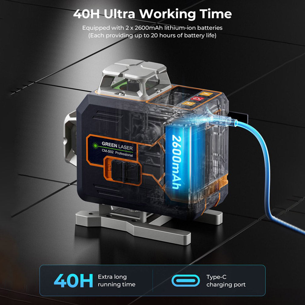 CIGMAN CM-S02 4x360° 16 Lines Laser Level, APP Control, LCD Screen, 40H Ultra Running Time