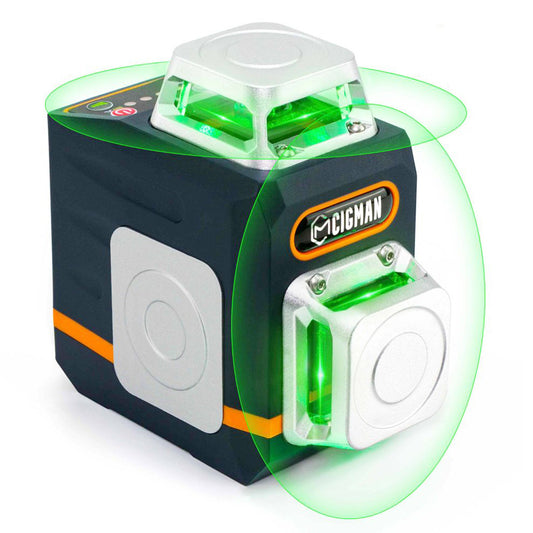 CIGMAN CM720 2 x 360° 8 Line Laser Level, Green Cross Line, Self Leveling, with Remote Controller, Type-C Rechargeable, Magnetic Rotating Stand, IP45 Water & Dust Proof, 100ft Working Range
