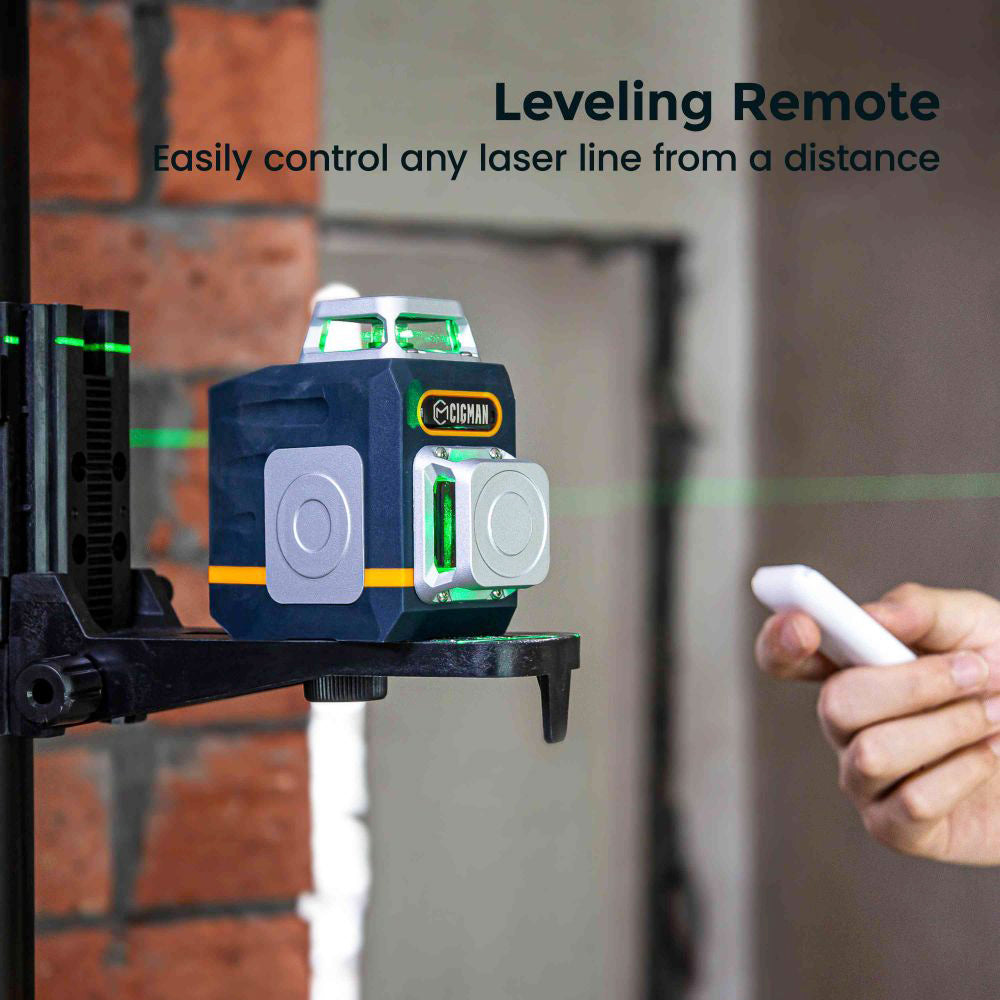CIGMAN CM720 2 x 360° 8 Line Laser Level, Green Cross Line, Self Leveling, with Remote Controller, Type-C Rechargeable, Magnetic Rotating Stand, IP45 Water & Dust Proof, 100ft Working Range