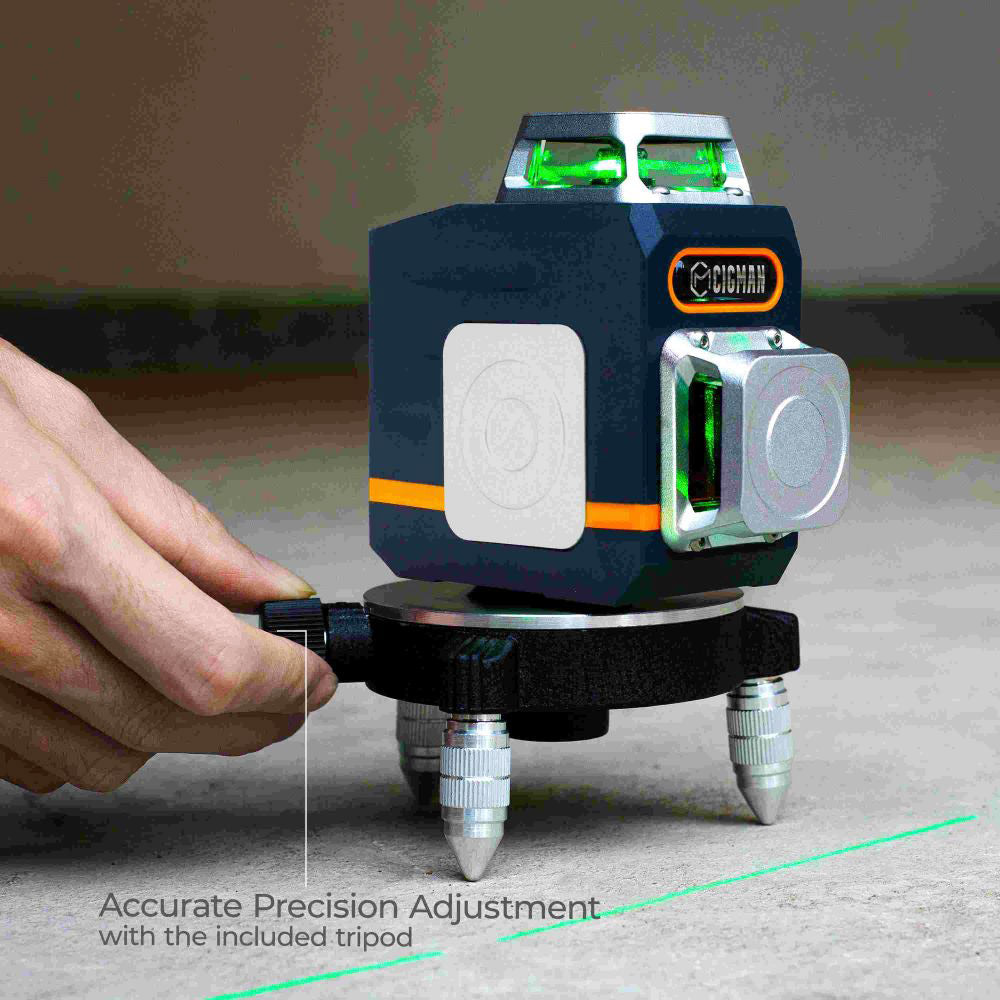 CIGMAN CM720 2 x 360° 8 Line Laser Level, Green Cross Line, Self Leveling, with Remote Controller, Type-C Rechargeable, Magnetic Rotating Stand, IP45 Water & Dust Proof, 100ft Working Range