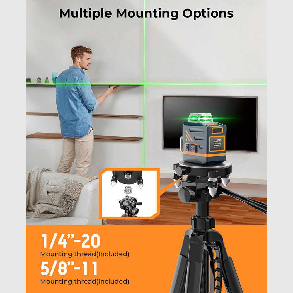 CIGMAN CTP01 1.5m/59inch Laser Level Tripod, with 3-Way Swivel Pan Head and Phone Holder, Quick Release Plate with 1/4" Screw Mount & 5/8" UNF Adapter Nut