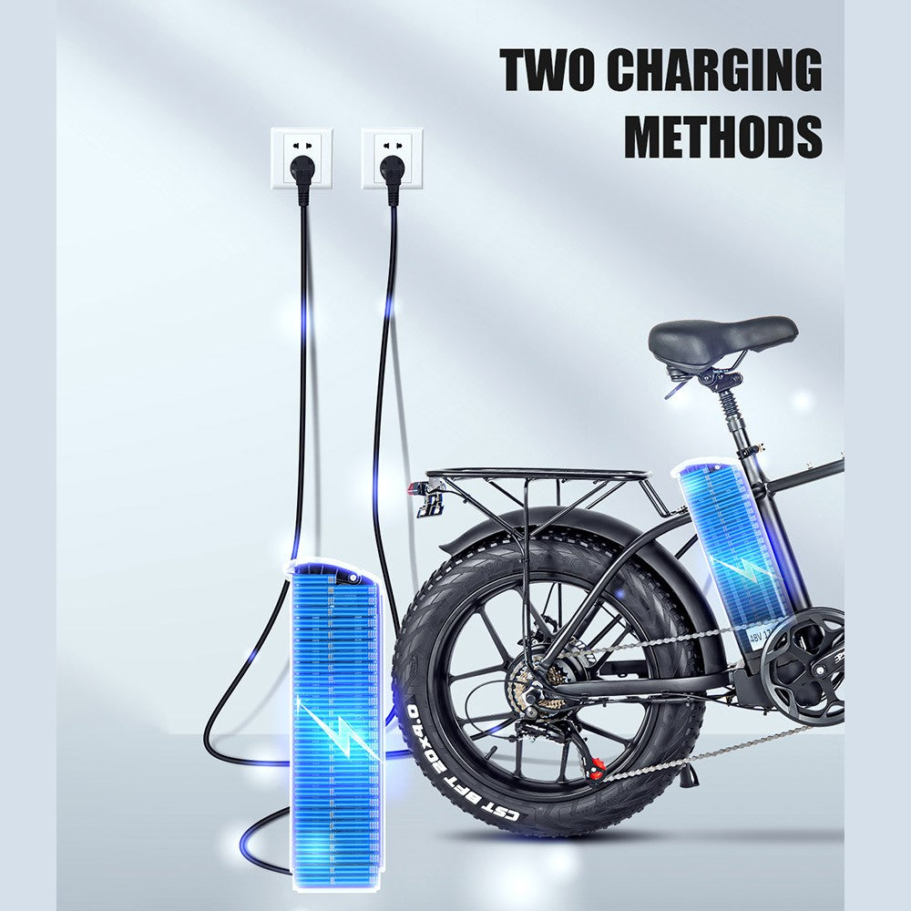 CMACEWHEEL T20 Electric Bike 20*4.0 inch CST Fat Tire 750W Motor 45km/h Max Speed 48V 17Ah Battery - Black