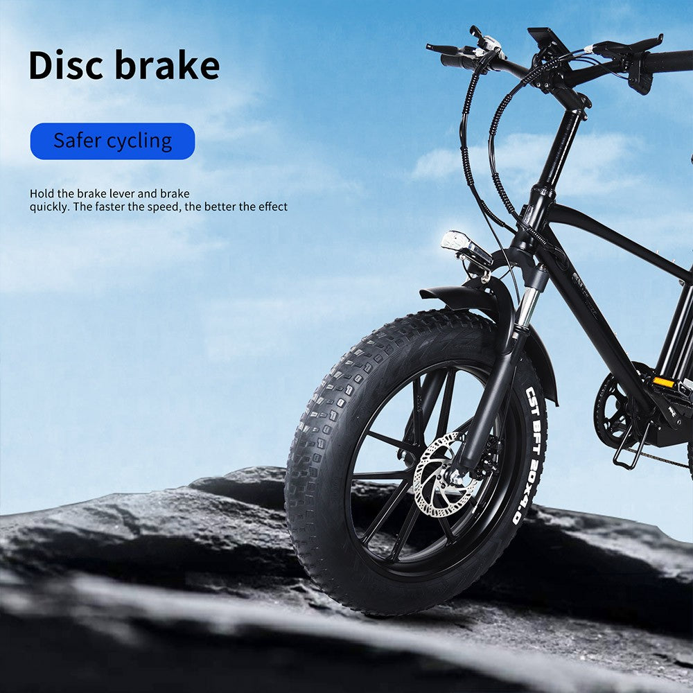 CMACEWHEEL T20 Electric Bike 20*4.0 inch CST Fat Tire 750W Motor 45km/h Max Speed 48V 17Ah Battery - Black