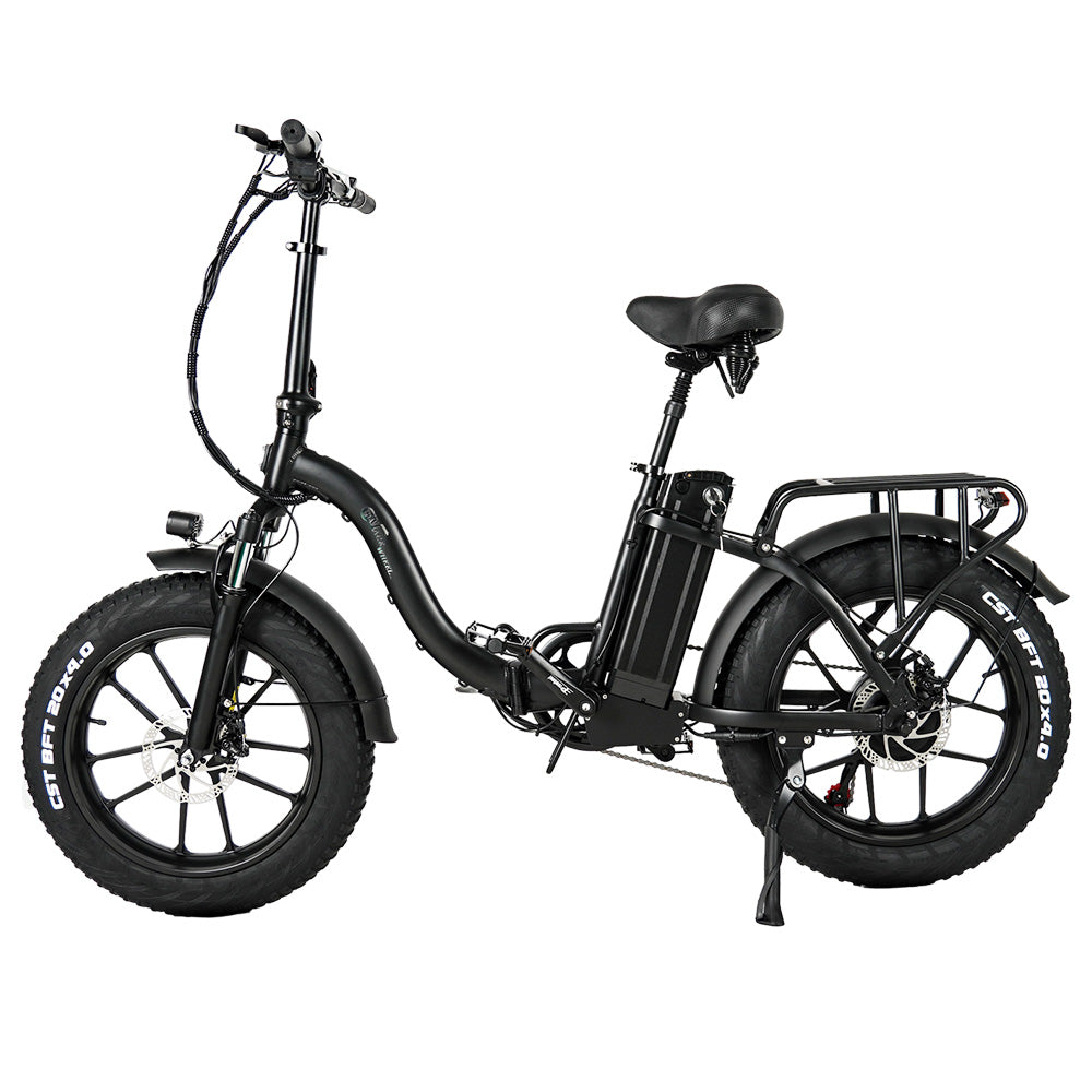 CMACEWHEEL Y20 Folding Electric Bike, 250W Motor, 48V 18Ah Battery, 20 x 4.0'' CST Fat Tires, 25km/h Max Speed, 70-90km Range, Front & Rear Disc Brake, IP65 Waterproof - Black