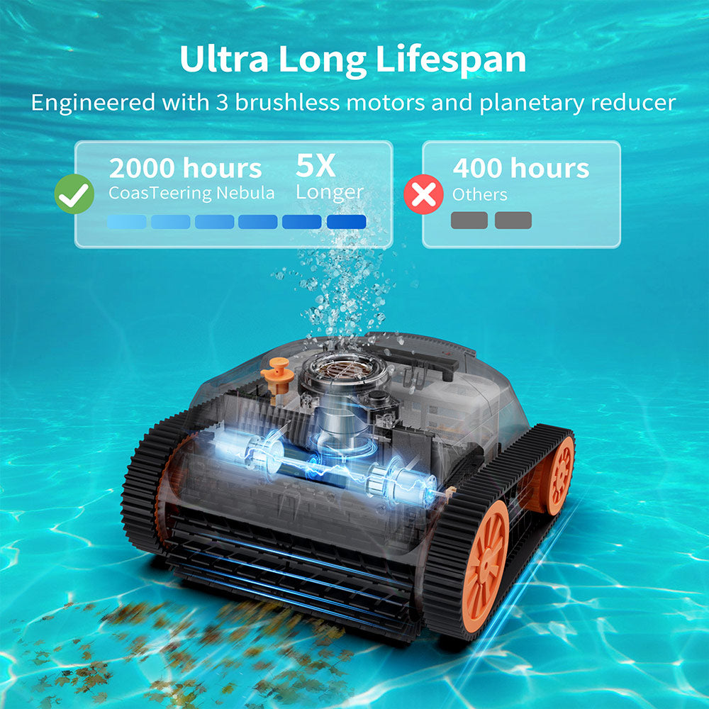 CoasTeering Nebula Cordless Robotic Pool Cleaner, 180min Runtime, Wall Climbing & Waterline Cleaning, Brushless Motors, Smart Navigation, Cleaning Inground Pools up to 3229 Sq.ft