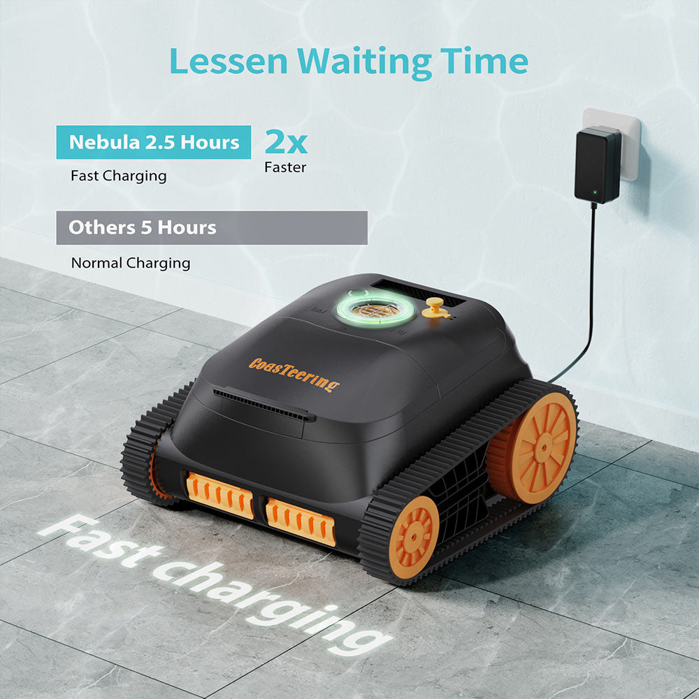 CoasTeering Nebula Cordless Robotic Pool Cleaner, 180min Runtime, Wall Climbing & Waterline Cleaning, Brushless Motors, Smart Navigation, Cleaning Inground Pools up to 3229 Sq.ft