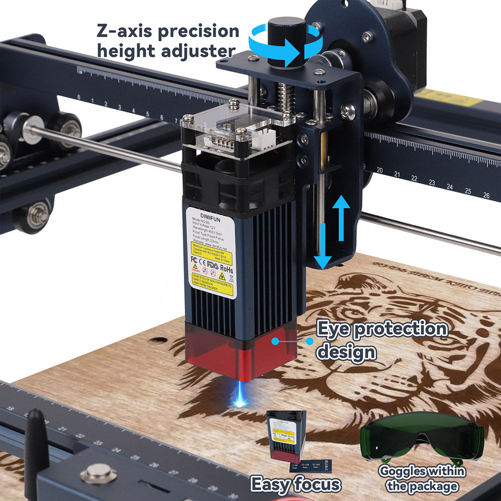 DIMIFUN DM6 B6 6W Laser Engraving Machine, Eye Protection, 0.01mm Accuracy, 0.06mm Spot, 12000mm/min Speed, 330*330mm