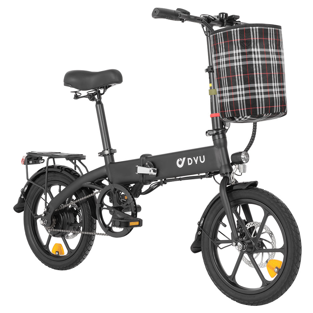 DYU A1F Pro Folding Electric Bike, 250W Motor, 36V 7.5Ah Battery, 16*1.75-inch Tire, 25km/h Max Speed, 40km Max Range, Front & Rear Disc Brakes, LCD Display