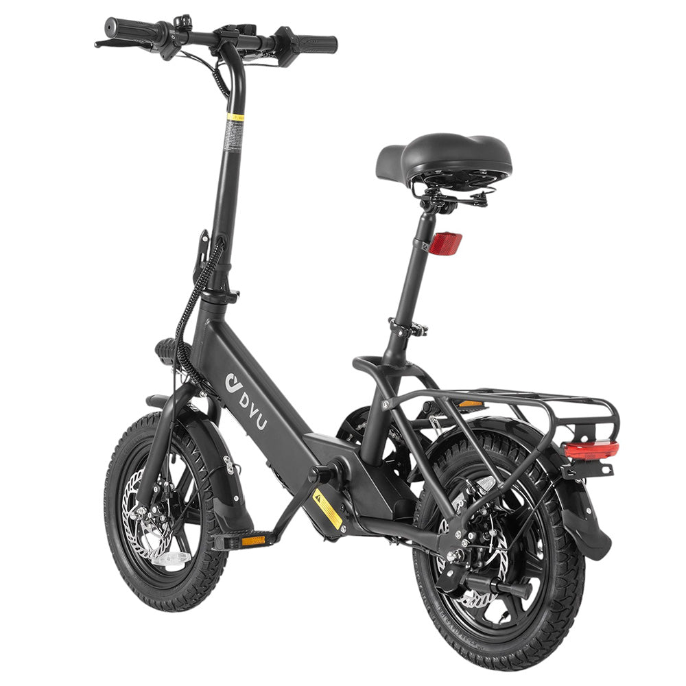 DYU C3 Folding Electric Bike, 250W Motor, 36V 7.5AH Battery, 14 Inch Tires, 25km/h Max Speed, 37km Range, Front & Rear Disc Brakes
