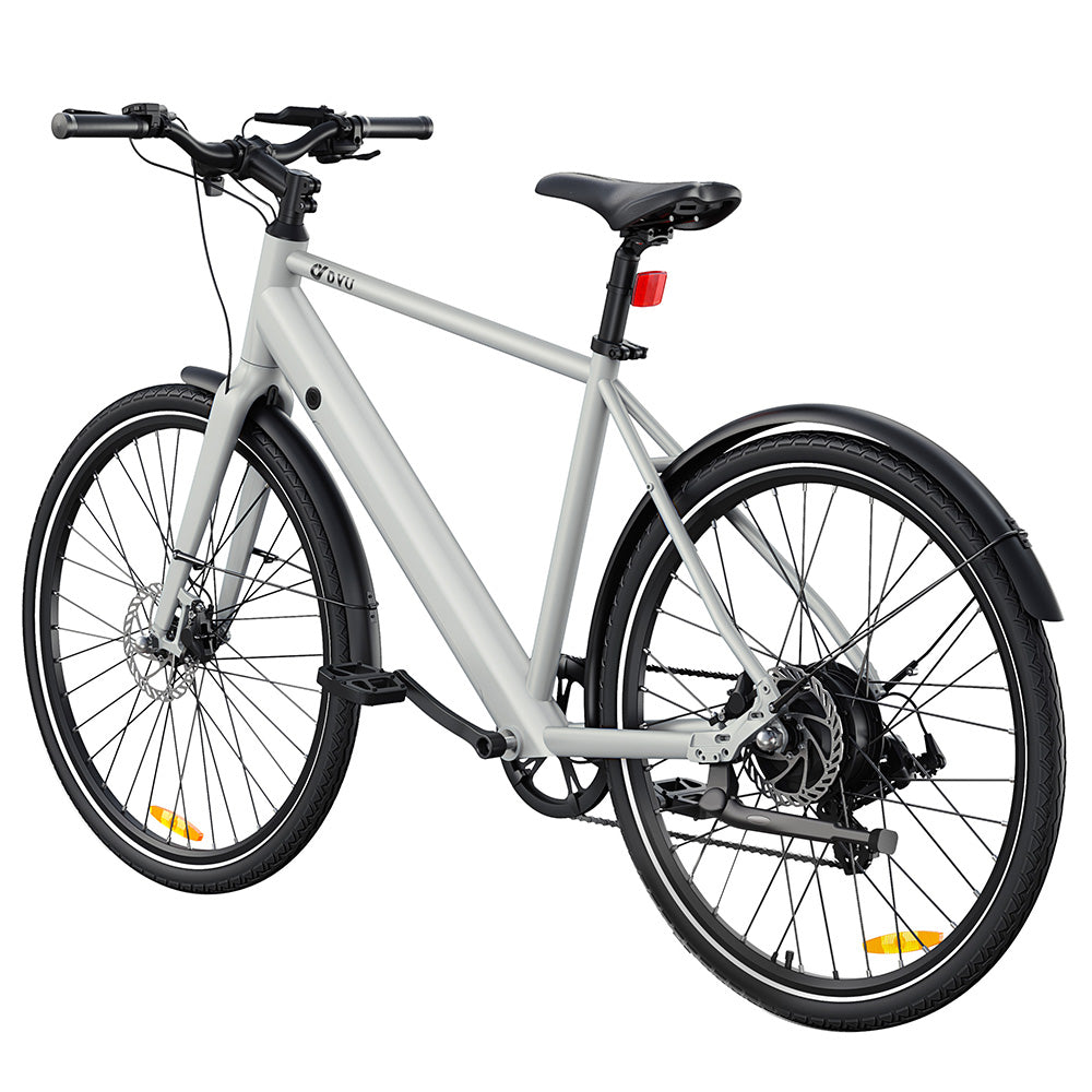 DYU Stroll 1 Electric Bike, 250W Motor, 36V 9Ah Battery, 700*38C CST Tire, 25km/h Max Speed, 100km Range, Dual Hydraulic Disc Brake, Shimano 7-speed, LED Display - Silver