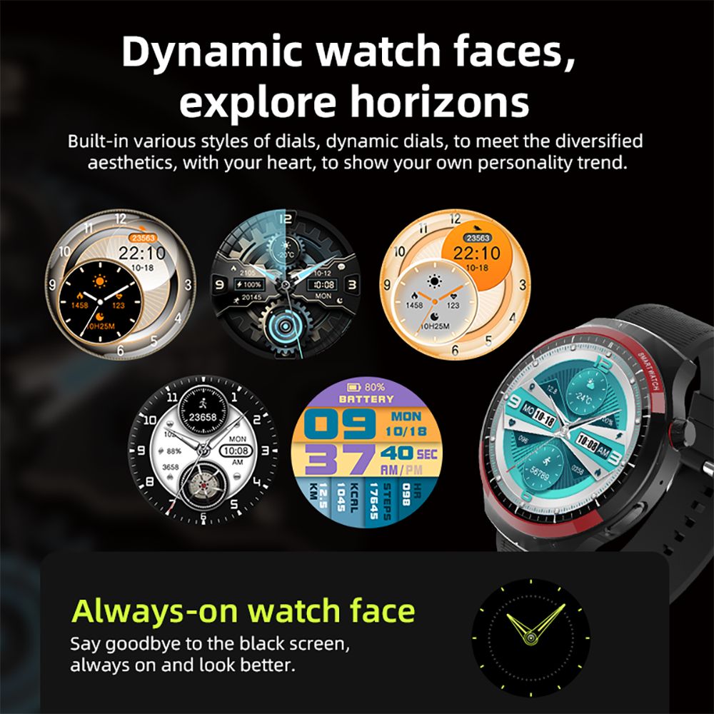 DIONA R3 Smartwatch, 1.55-inch Screen, Health Sleep Monitoring, Bluetooth Calling, Voice Assistant, Dynamic Watch Faces, Multiple Sports Modes