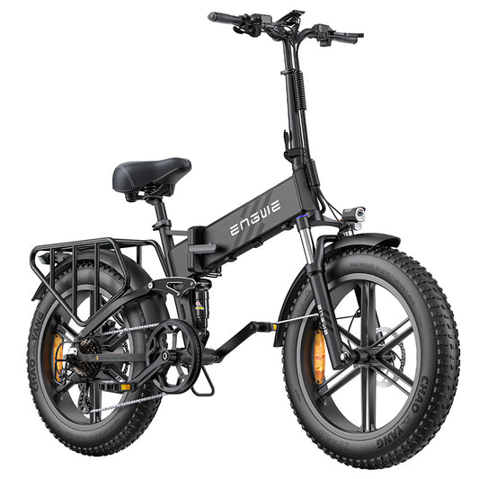ENGWE ENGINE Pro 2.0 Folding Electric Bike, 20*4.0 Inch Fat Tire, 75Nm Torque, 52V 16Ah Battery, 25km/h Max Speed, 100km Range, Shimano 8-speed, Hydraulic Disc Brakes, Full Suspension - Black