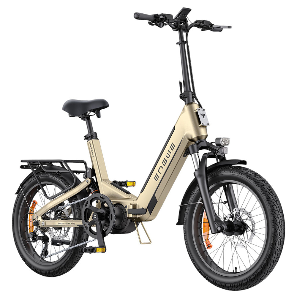 ENGWE L20 3.0 Pro Electric Bike, 250W Motor, 48V 15Ah Battery, 20x3.0 inch Tire, 160km Max Range, Hydraulic Brake, Full Suspension,
Shimano 7-speed - Golden