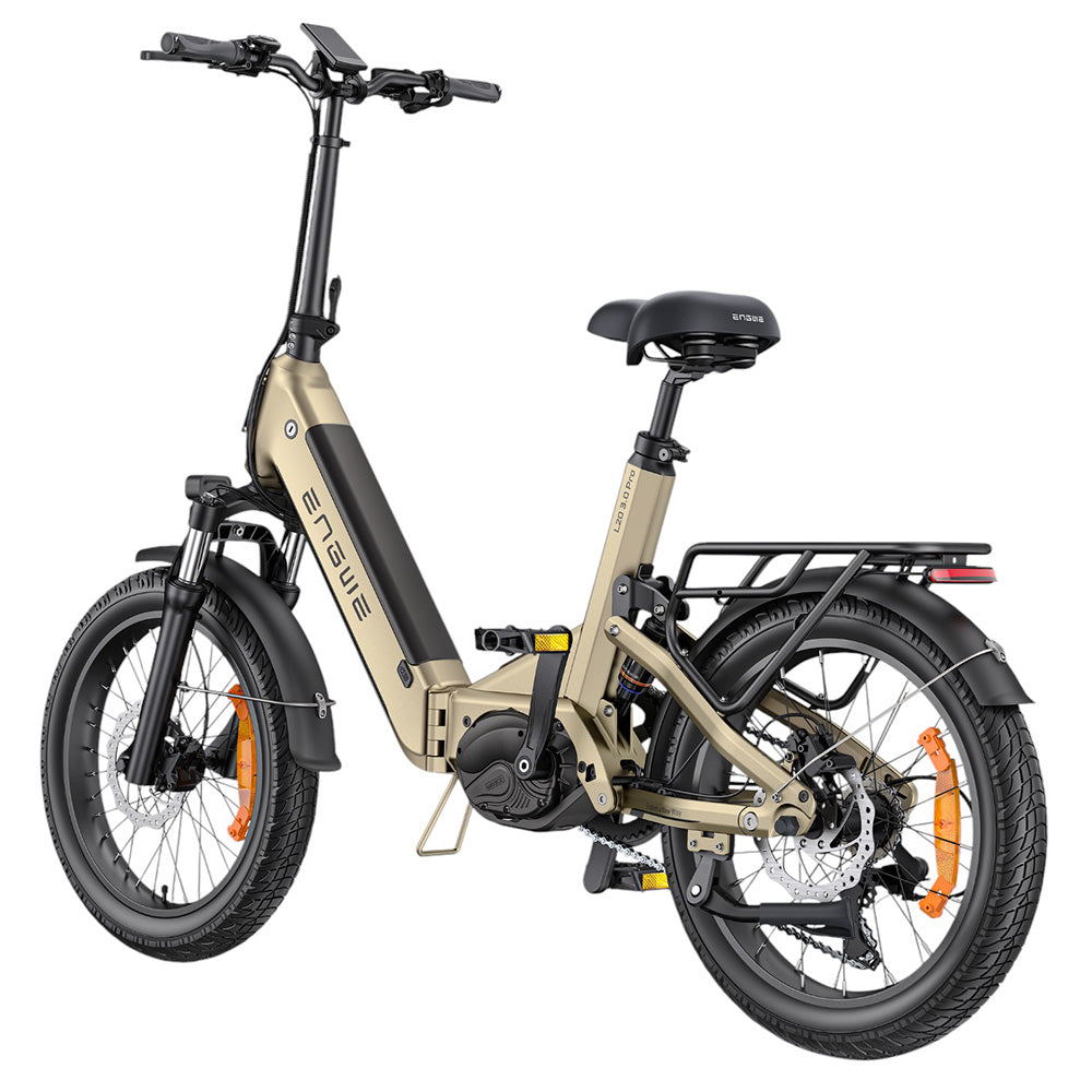ENGWE L20 3.0 Pro Electric Bike, 250W Motor, 48V 15Ah Battery, 20x3.0 inch Tire, 160km Max Range, Hydraulic Brake, Full Suspension,
Shimano 7-speed - Golden