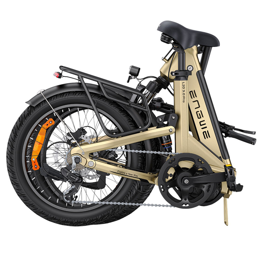 ENGWE L20 3.0 Pro Electric Bike, 250W Motor, 48V 15Ah Battery, 20x3.0 inch Tire, 160km Max Range, Hydraulic Brake, Full Suspension,
Shimano 7-speed - Golden