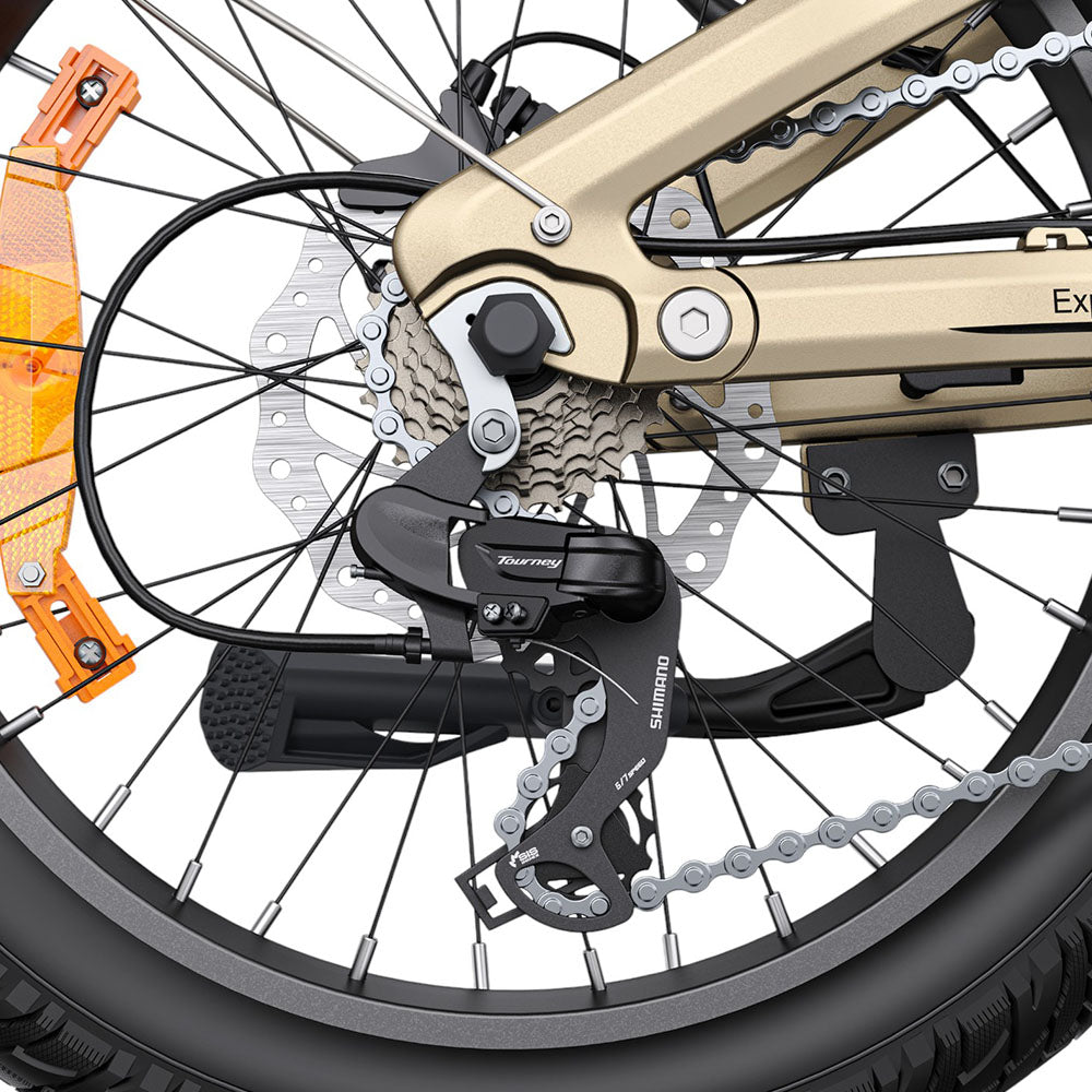 ENGWE L20 3.0 Pro Electric Bike, 250W Motor, 48V 15Ah Battery, 20x3.0 inch Tire, 160km Max Range, Hydraulic Brake, Full Suspension,
Shimano 7-speed - Golden