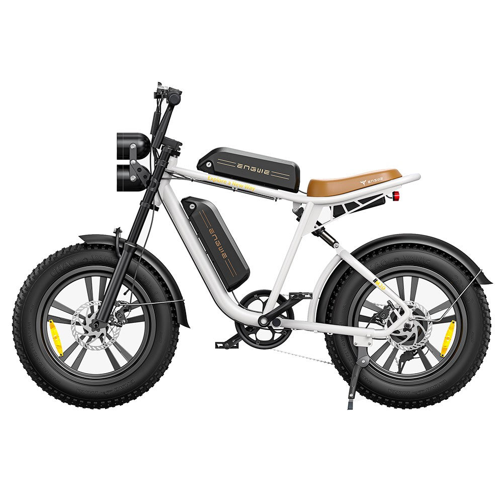 ENGWE M20 Dual Battery Mountain E-Bike 20*4.0 Inch Fat Tires 750W Brushless Motor 45km/h Max Speed 48V 2*13Ah Batteries Front & Rear Disc Brakes Shimano 7-Speed Gear - White
