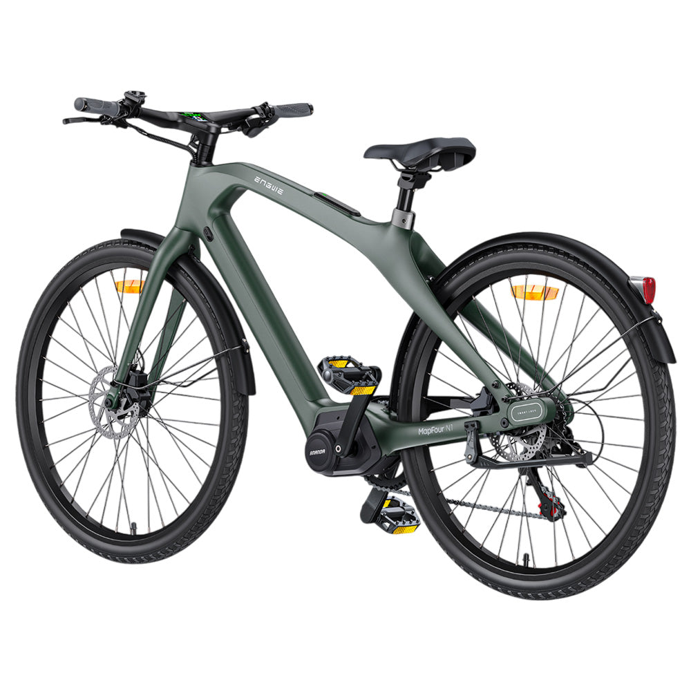 ENGWE MapFour N1 Pro Electric Bike, 250W Motor, 36V 10Ah Battery, 700*42C Spoke Tires, 25km/h Max Speed, 100km Range, Front & Rear Hydraulic Disc Brakes, Shimano 7-speed, Torque Sensor, LED Color Display - Green