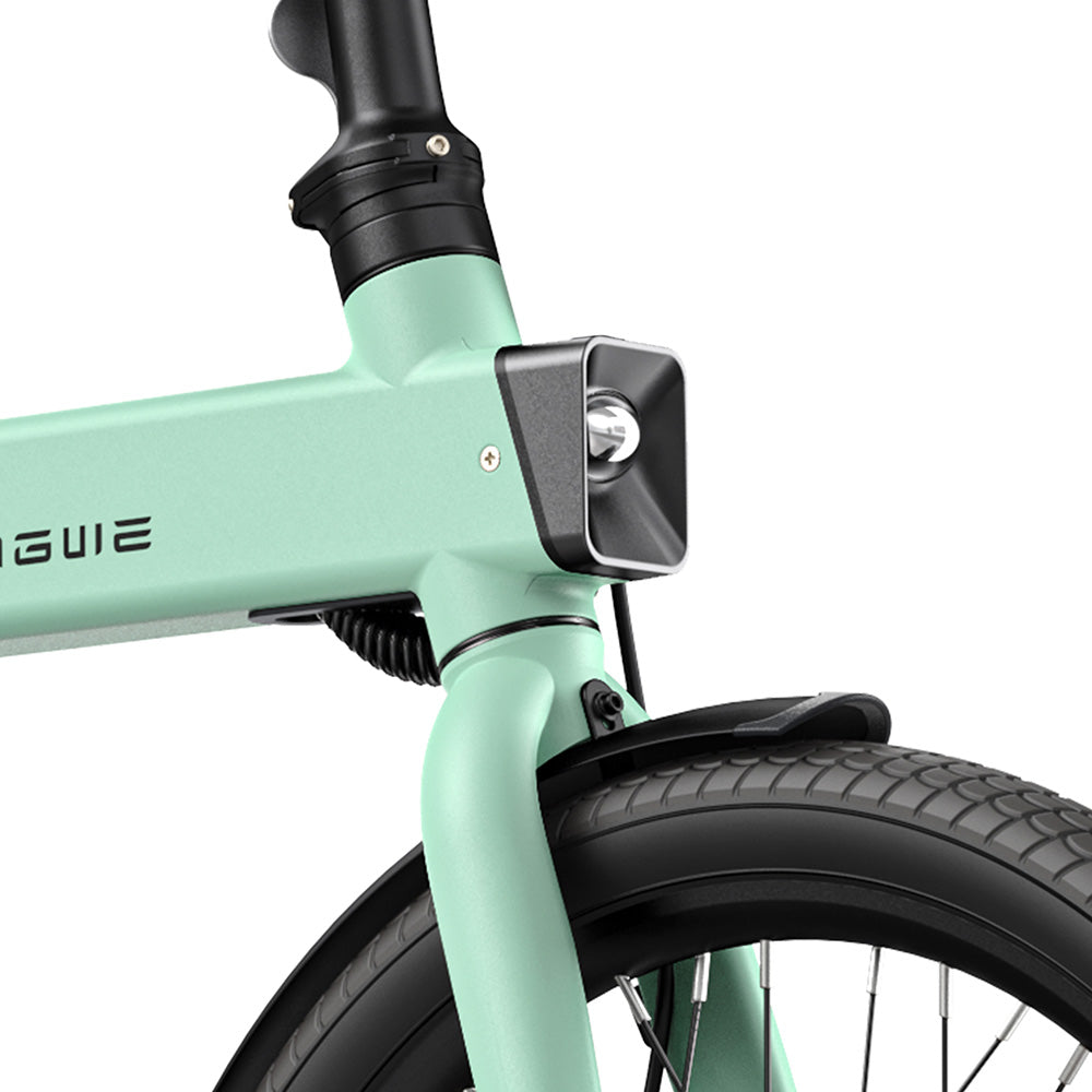 ENGWE P20 20 inch Folding Electric Bike, 250W Silent Motor Torque Sensor, Carbon Belt 36V 9.6Ah Battery 100km range,25km/h Max Speed, Dual Disc Brake, 18.5kg Light Weight Turn Signal - Green