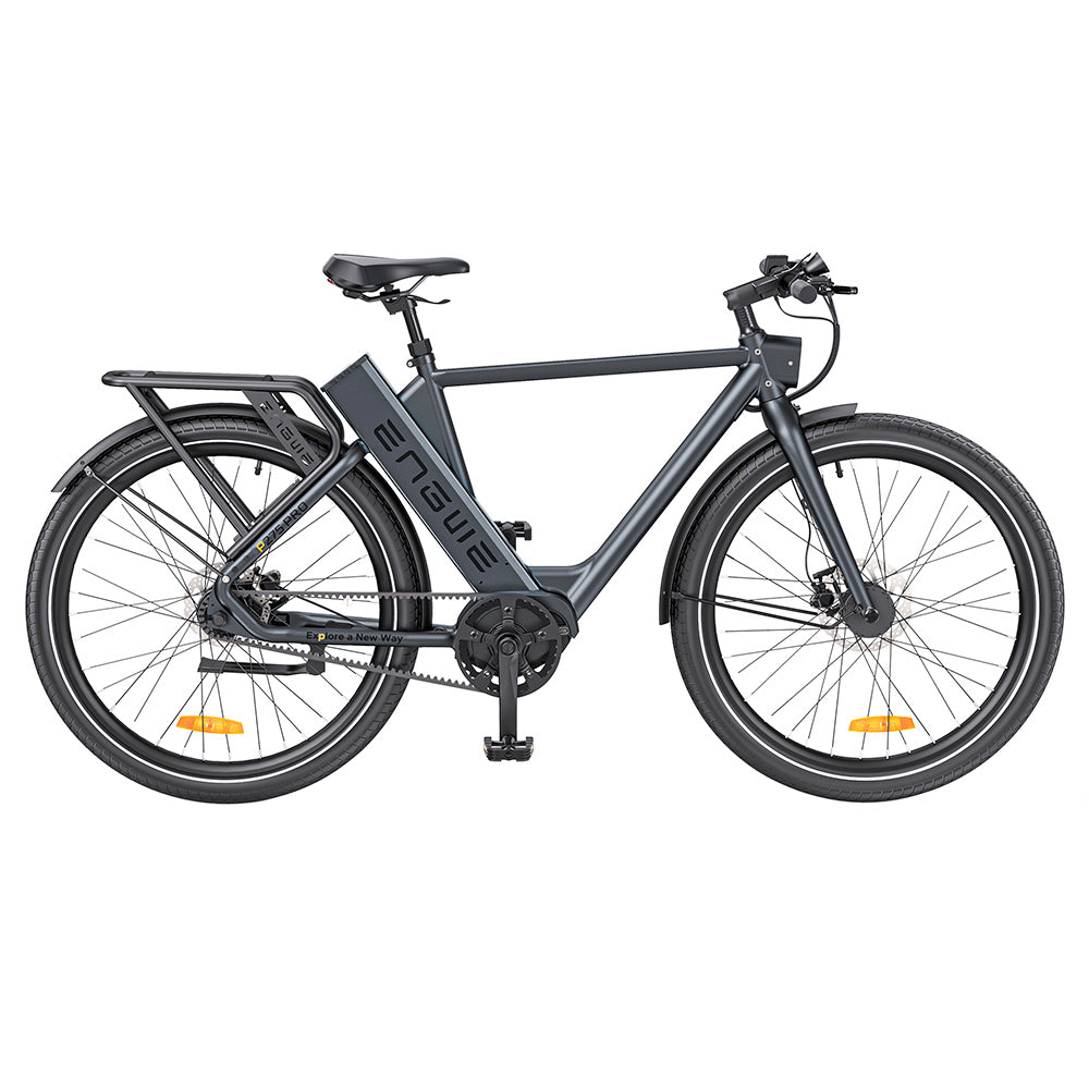ENGWE P275 Pro City Electric Bike, 27.5'' Spoke Tires, 250W Bafang Brushless Mid-drive Motor, 3-level Automatic Gear Shifter, 36V 19.2Ah Removable Battery, 260km Max Range, Front & Rear Hydraulic Disc Brake - Black