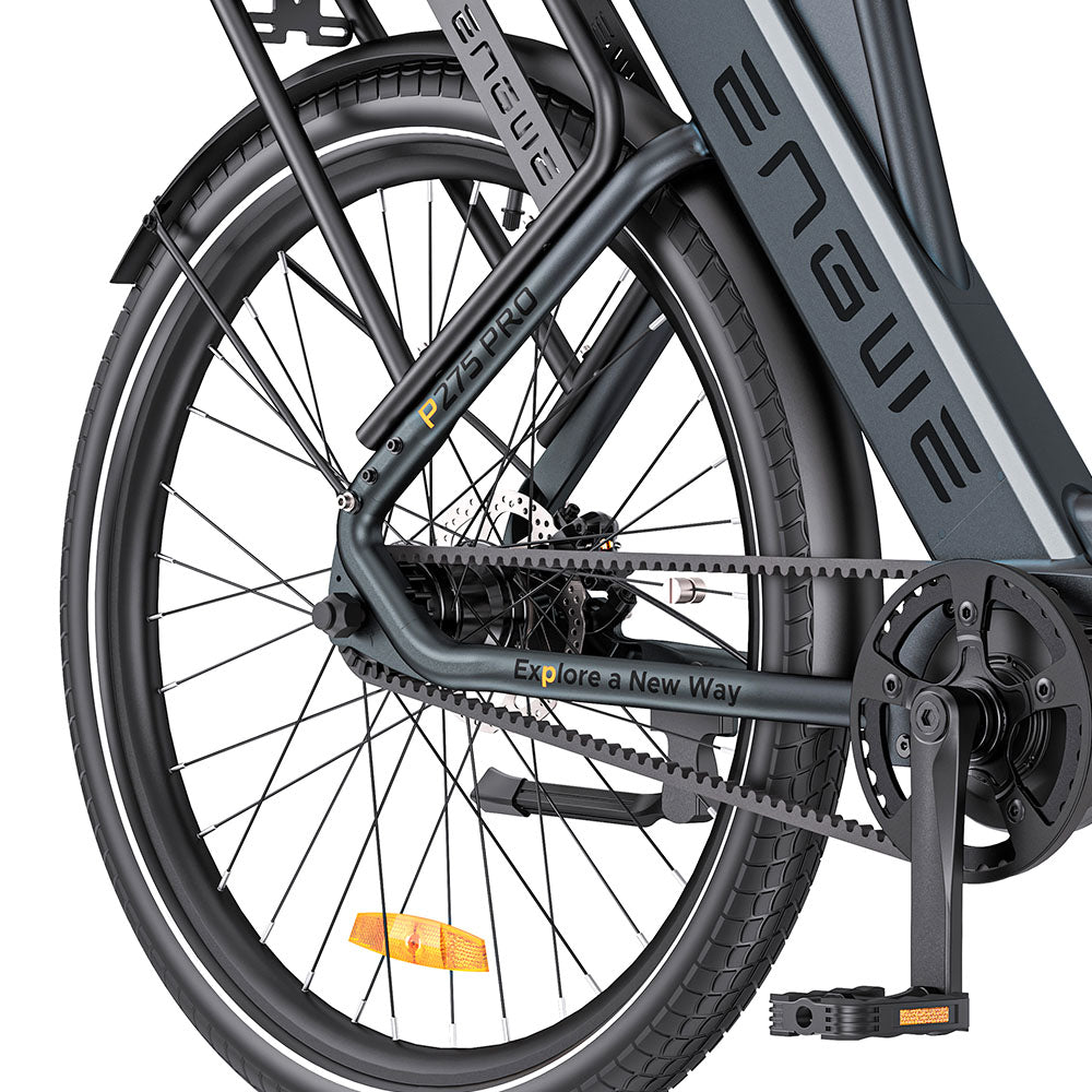 ENGWE P275 Pro City Electric Bike, 27.5'' Spoke Tires, 250W Bafang Brushless Mid-drive Motor, 3-level Automatic Gear Shifter, 36V 19.2Ah Removable Battery, 260km Max Range, Front & Rear Hydraulic Disc Brake - Black