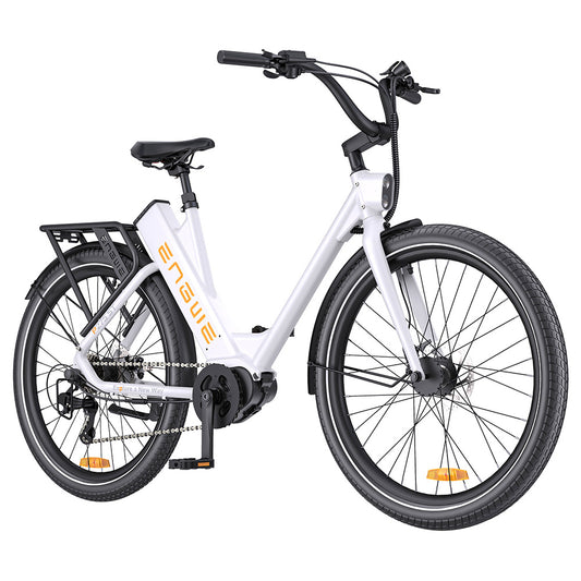 ENGWE P275 ST Urban Electric Bike, 250W Brushless Mid-drive Torque Sensor Motor, 36V 19.2Ah Removable Battery, 260km Max Range, Hydraulic Disc Brake, 27.5'' Spoke Tires, SHIMANO 9-speed - White
