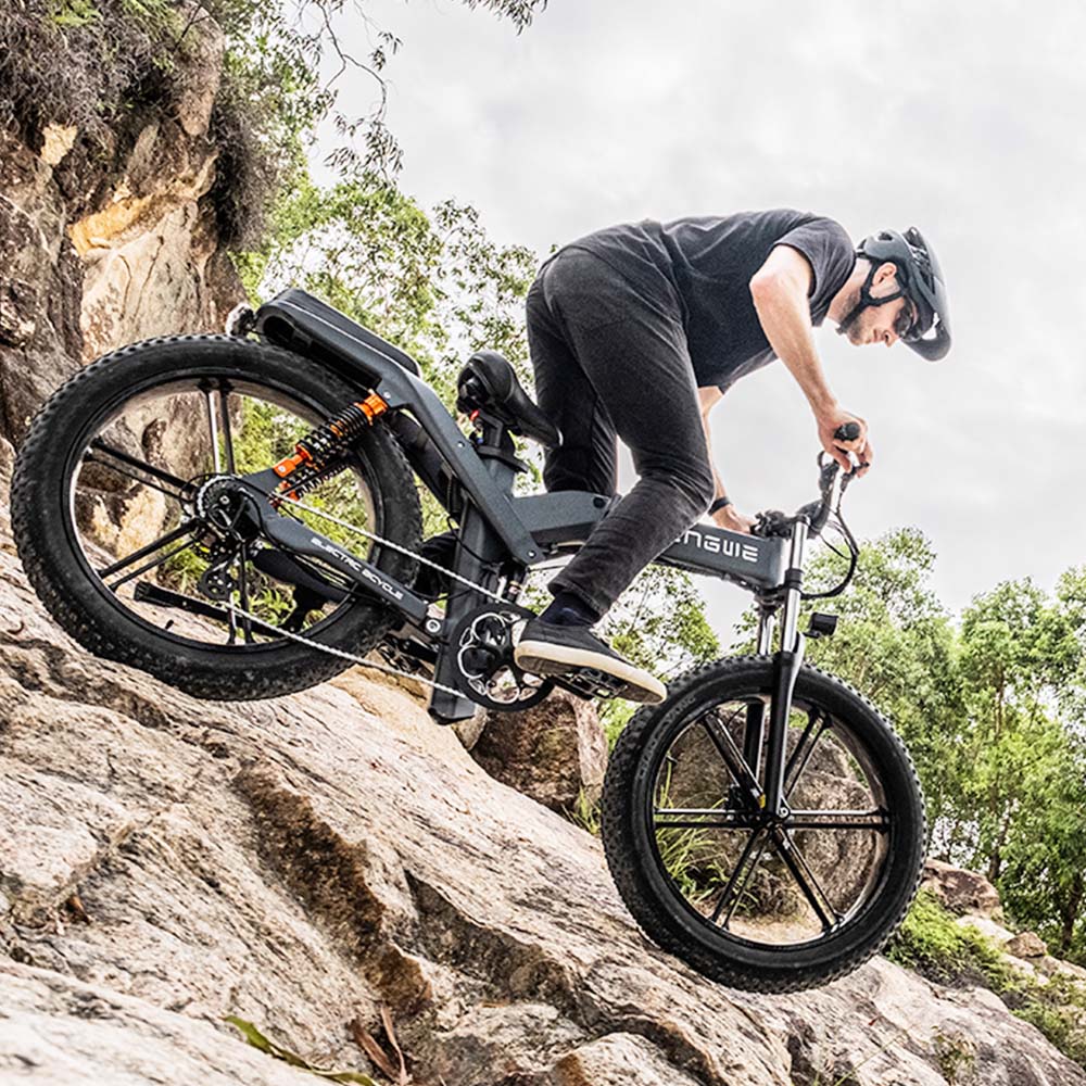 ENGWE X26 Electric Bike 26*4.0 inch Fat Tires 50km/h Max Speed 48V 1000W Motor 19.2Ah Battery 100km Range 150kg Max Load Triple Suspension System Shimano 8-Speed Gear Dual Hydraulic Disc Brake for All-Terrain Roads Mountain E-Bike - Grey