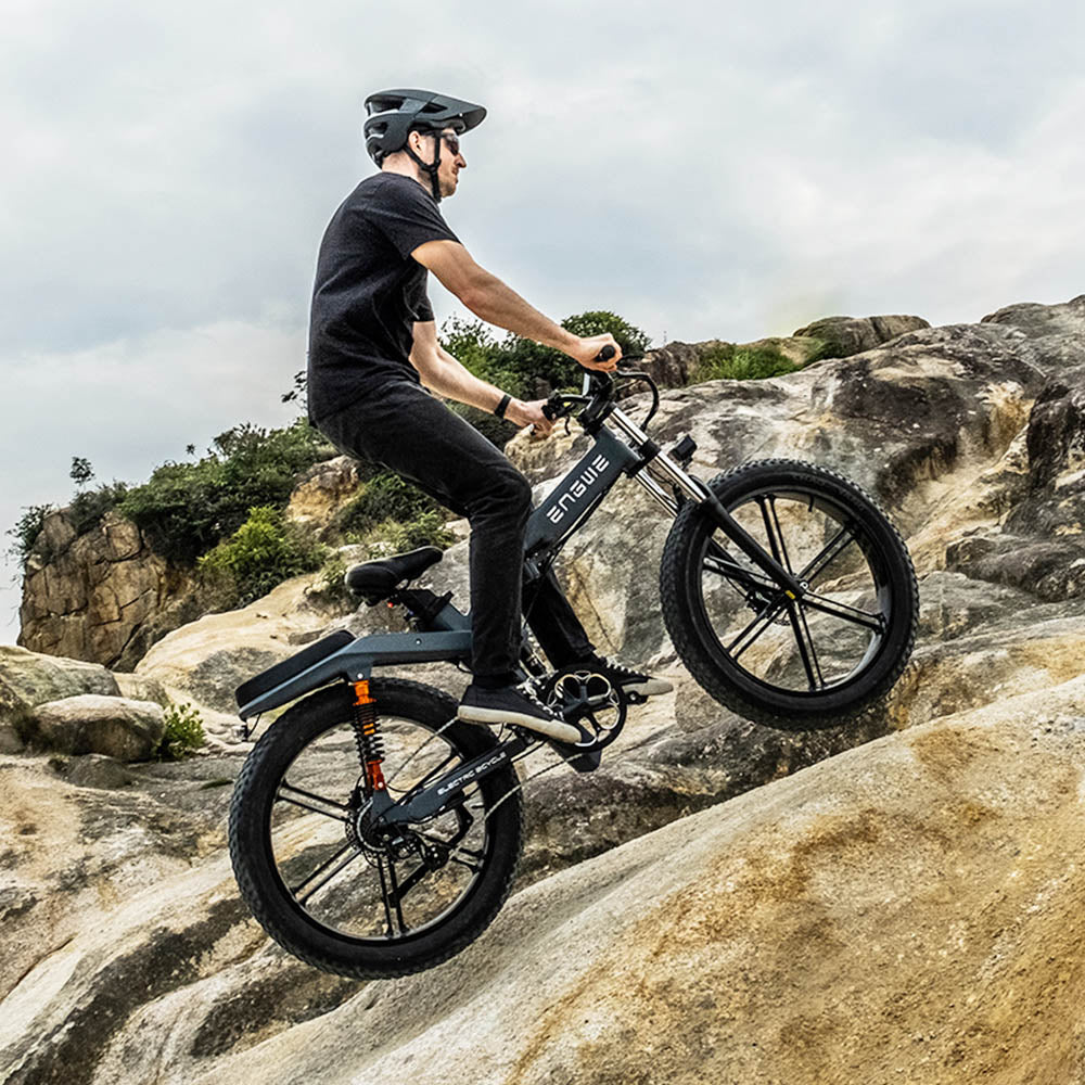 ENGWE X26 Electric Bike 26*4.0 inch Fat Tires 50km/h Max Speed 48V 1000W Motor 19.2Ah Battery 100km Range 150kg Max Load Triple Suspension System Shimano 8-Speed Gear Dual Hydraulic Disc Brake for All-Terrain Roads Mountain E-Bike - Grey